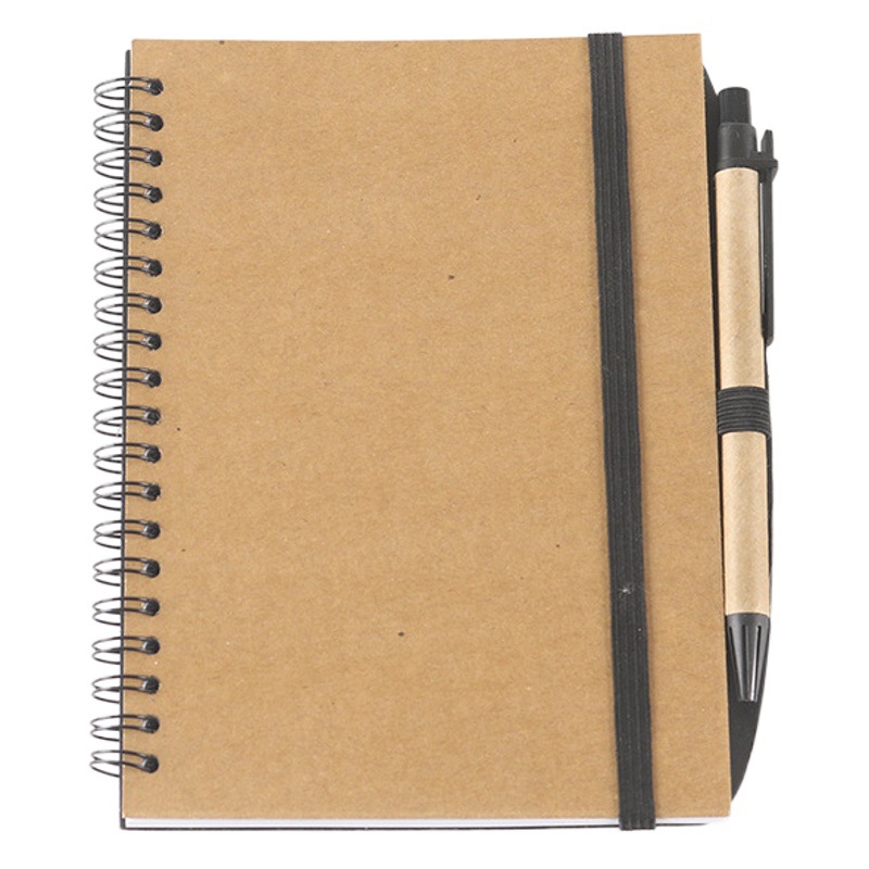 Kraft Paper Spiral Notebook for Office and Business Use, Student Elastic Band Diary Notebook with Pen, Kraft Spiral Notebook Manufacturer