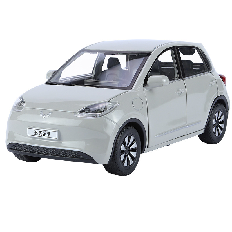Zhiguan Alloy Car Model 1:24 Genuino Wuling Bingo Tram Retraction Sonido y luz Coche de juguete Versión de voz Adornos del modelo