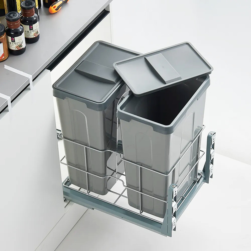 Built-In Kitchen Cabinet Trash Can, Household Trash Can for Kitchen Sink, Hidden Trash Can for Cabinet Door