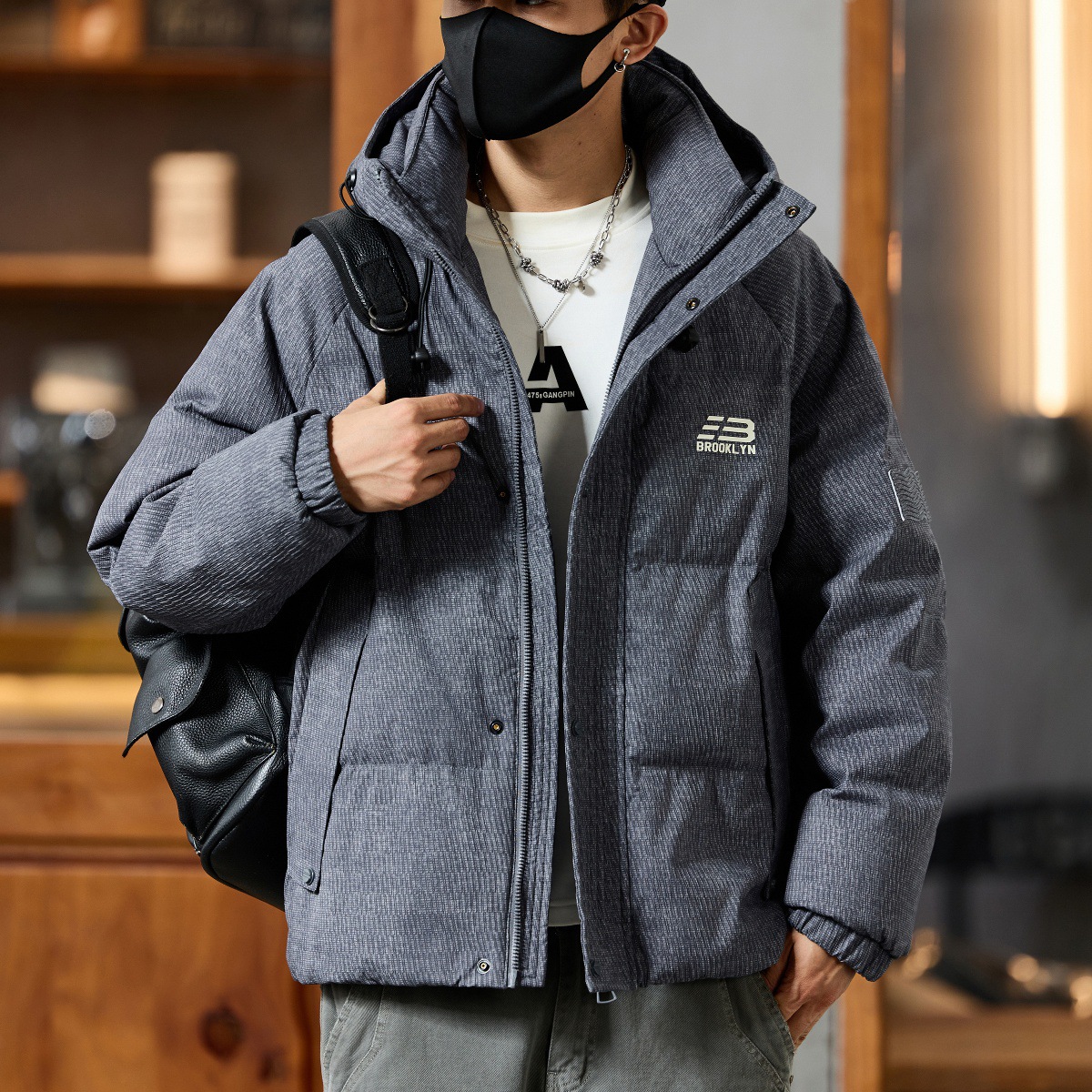 Down Jacket Men's Winter 2025 New Thickeneded Warm Hooded Men's Autumn and Winter Windproof Workwear Trendy Brand Jacket Large Size