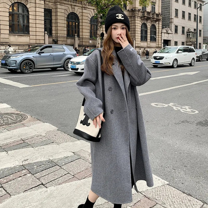 小香风加绒加厚毛呢大衣女中长款秋冬新款洋气名媛小个子呢子外套|undefined