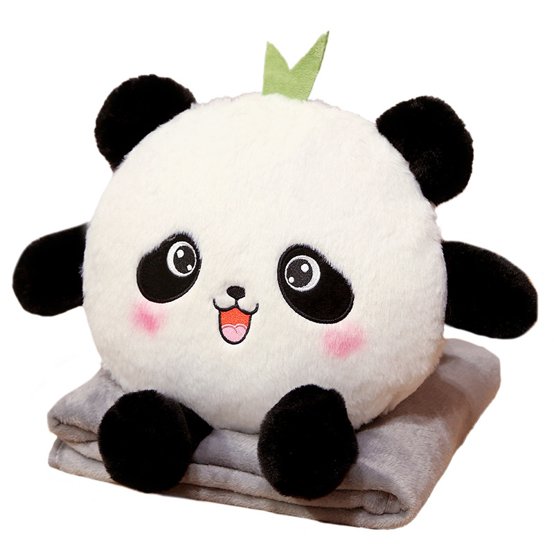 Sofá de Panda lindo edredón de almohada ajustable de doble uso dos en uno cojín de sandía almohada siesta de oficina Manta