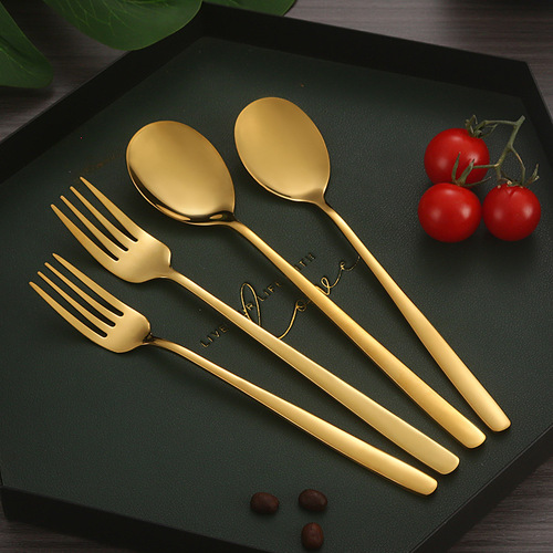 304 stainless steel long handle Korean spoon and fork household adult rice spoon dessert spoon coffee stirring spoon western food spoon and fork