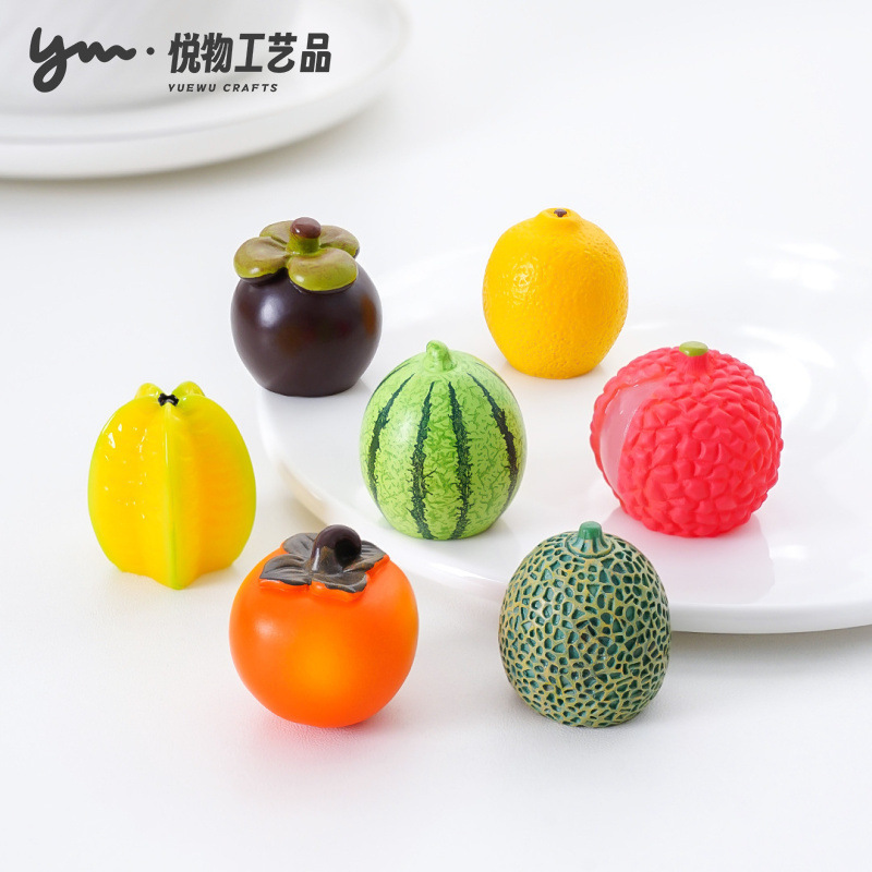 Creative simulation food play watermelon carambola fruit diy decorations blind bag hanging accessories micro landscape desktop small ornaments