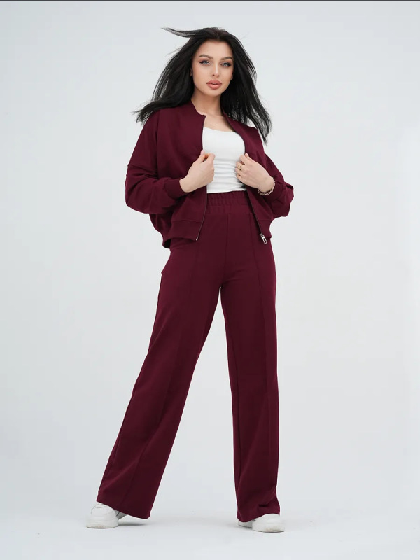 欧美休闲套装美式秋冬开衫运动女装时尚街头风长袖外套长裤两件套|undefined