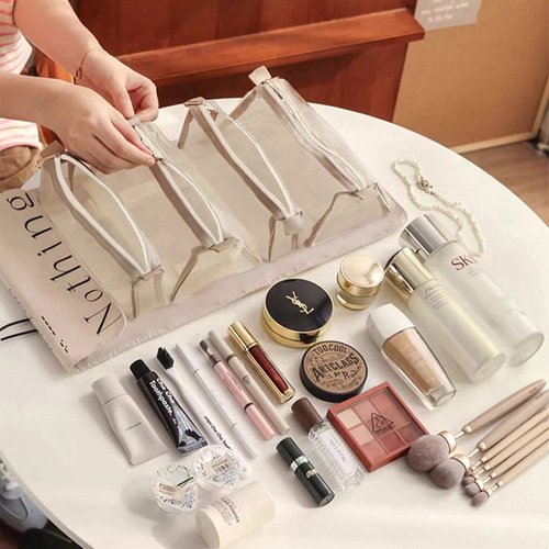 Spot folding storage bag travel portable makeup bag high-value ins large capacity split makeup wash bag