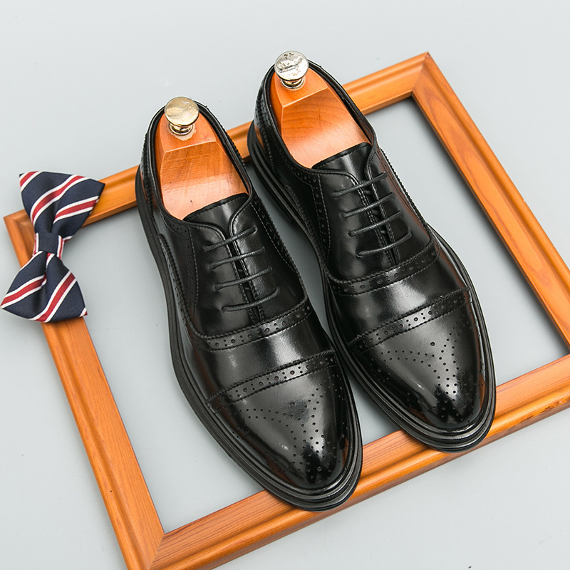 ShoeVault Chaussures de ville en cuir pour homme, assorties aux couleurs transfrontalières, pour mariage, affaires, style derby, lacets, décontractées, en cuir, taille S, livraison directe à l'unité._voghion.com