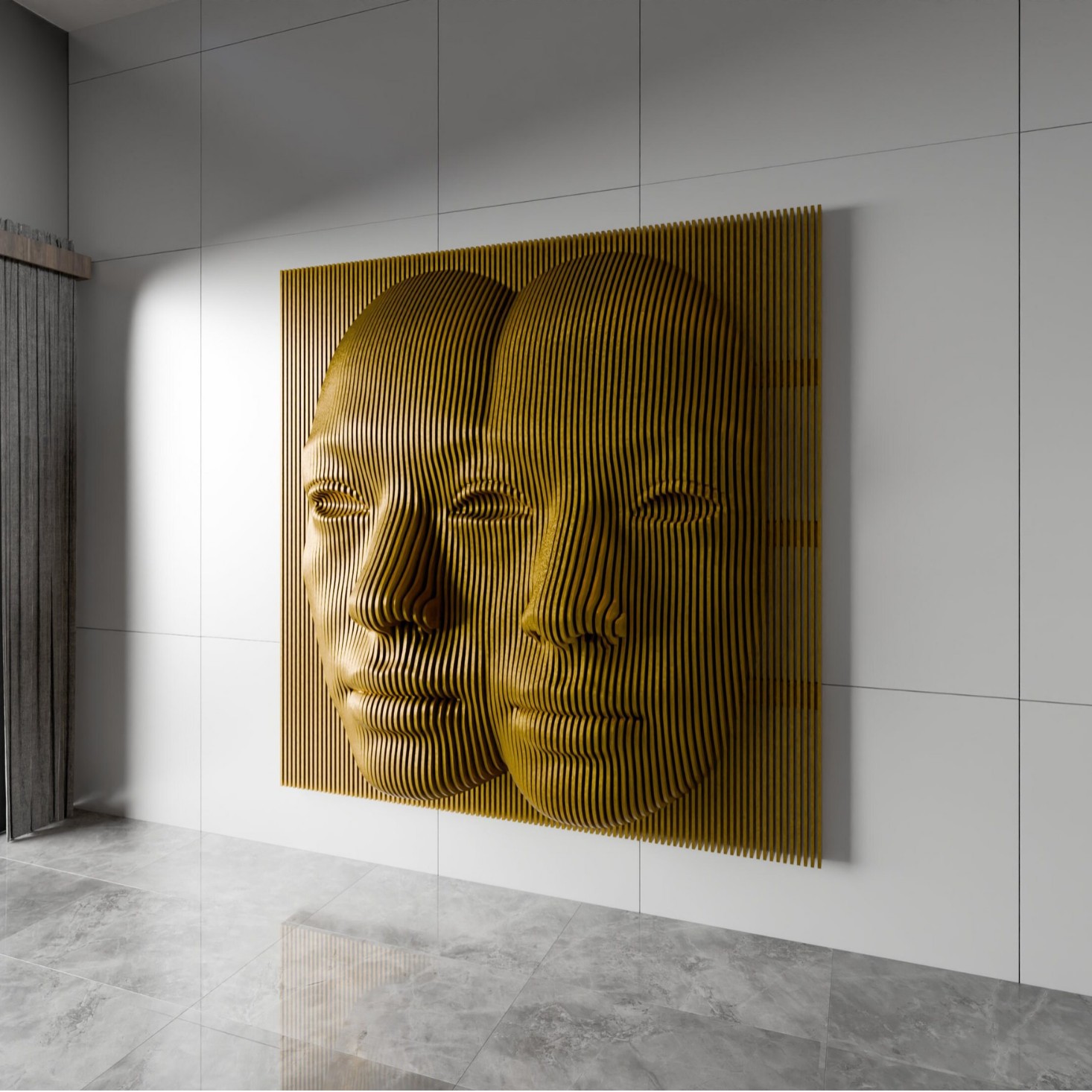 Decoración de Pared Cara de Madera Maciza, Decorativo, para Salón, Dormitorio y Hoteles image 8