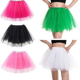 外贸欧美成人三层六片加里衬蓬蓬裙tutu裙网纱半身裙芭蕾裙厂家