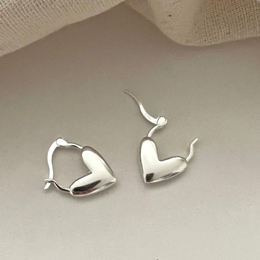 1 Pair Sweet Heart Shape Sterling Silver Plating Hoop Earrings display picture 4