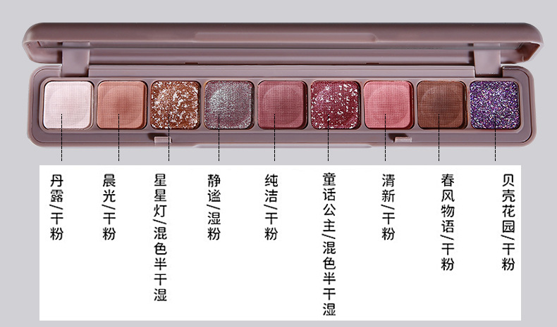 Keyboard fingertip nine-color eyeshadow palette, matte, pearlescent, sequined, glitter, domestic affordable, student and lazy eyeshadow, earth tones undefined