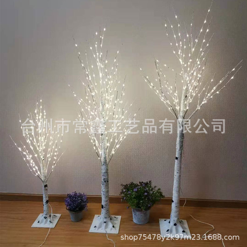 LED景观灯 ins圣诞节日装饰灯仿真白桦树灯满天星暖光发光树批发
