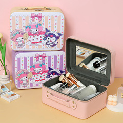 Adorable Instagram-style candy-colored Kuromi makeup box, high-capacity cosmetic organization storage box with shoulder strap