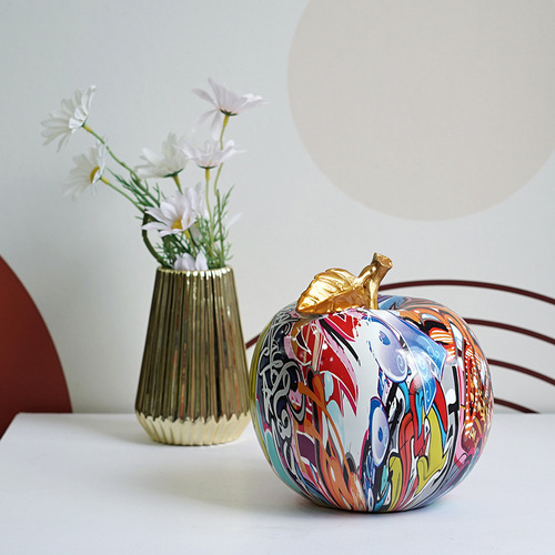 European style colorful creative water transfer imitation apple ornaments light luxury home living room entrance TV cabinet fruit decoration