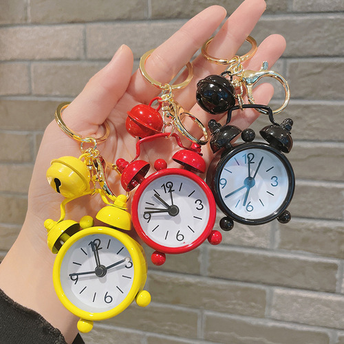 Creative function mini alarm clock keychain exquisite car pendant girls bag pendant claw machine small gift wholesale