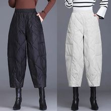 2025年新款宽松洋气大码胖轻薄八分棉裤中老年小个子羽绒棉裤女