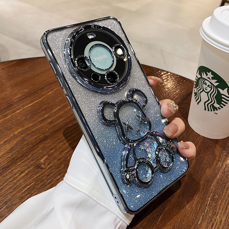 Huawei Mate70pro 流砂バイオレントクマ携帯電話ケース Puro70pro 電気メッキ x200 落下防止保護カバーに適しています。|undefined