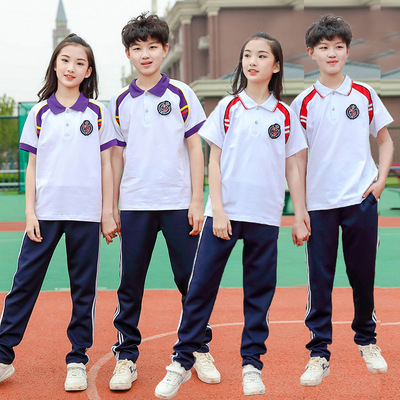 Middle school student sports meeting Class clothes summer Short sleeved trousers Thin section Senior high school student school uniform Manufactor wholesale XL goods in stock