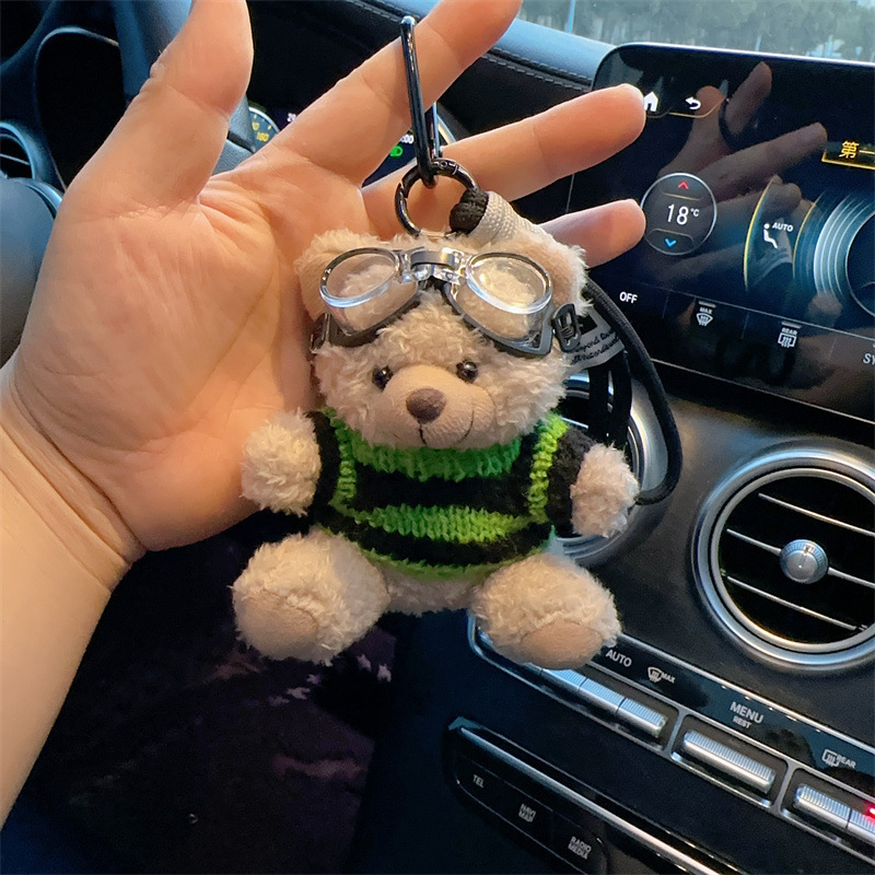 Red popularidad de aire de oso llavero de dibujos animados de alta calidad muñeca de peluche lindo bolso colgante llave del coche mujer