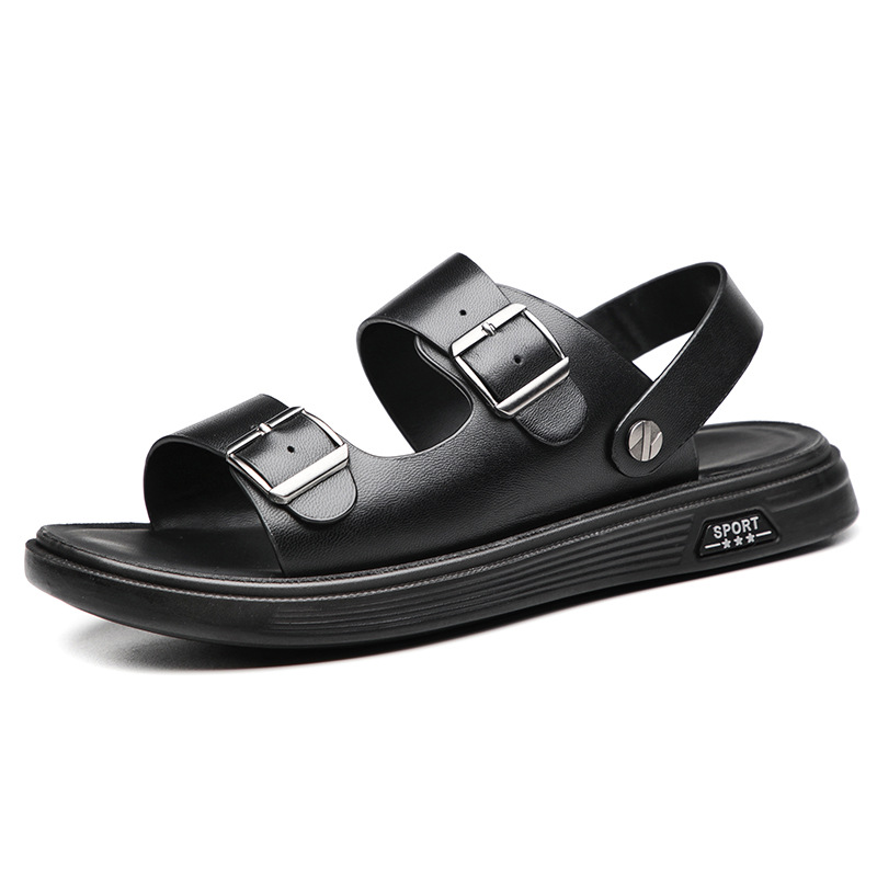 2023 verano nuevos hombres zapatos de playa de cuero genuino sandalias al aire libre primera capa de piel de oveja zapatillas de cuero casuales zapatos de los hombres