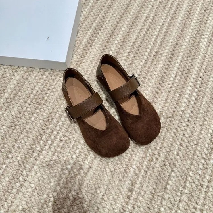 复古豹纹勃肯鞋女浅口芒果头单鞋女一字扣玛丽珍豆豆鞋芭蕾鞋秋季|undefined