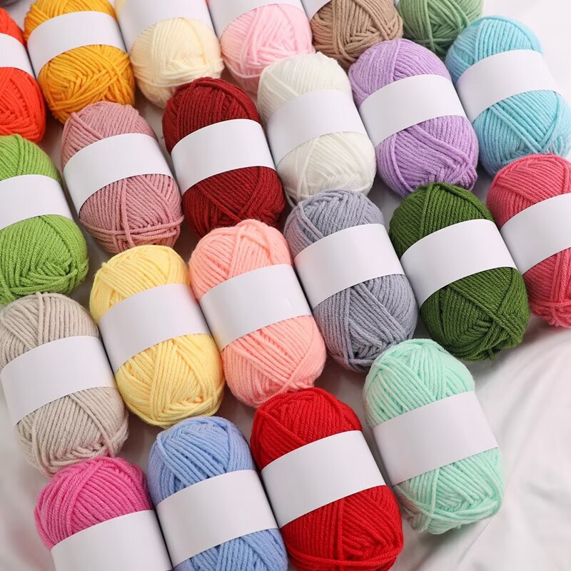 4-Strand Half-Wool Korean Cotton Milk Cotton Medium-Thick Yarn Ball for Handmade Dolls Crochet Yarn Hand-Knitted Yarn Ball