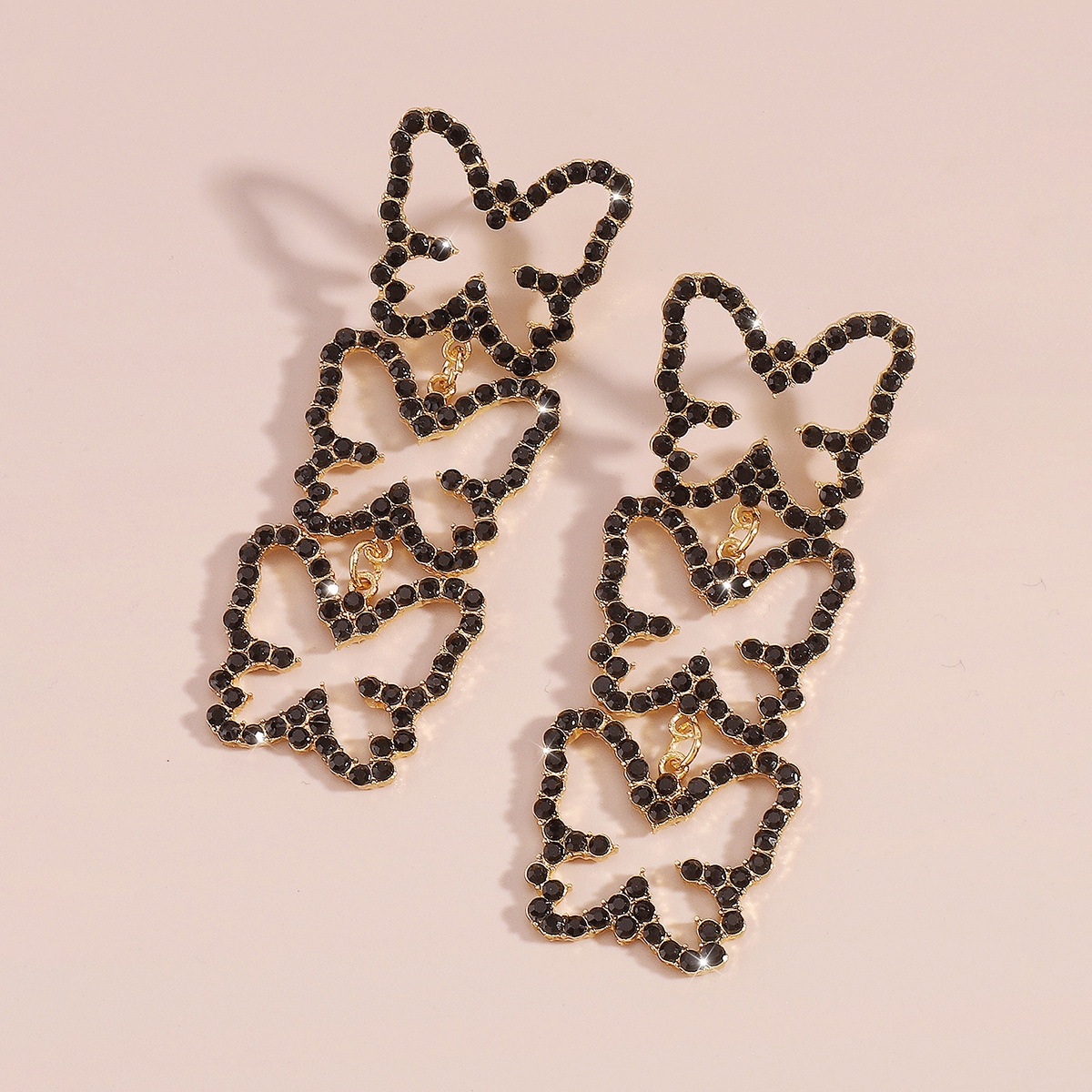 1 Paire Mode Papillon Alliage Placage Strass Femmes Boucles D'oreilles display picture 19