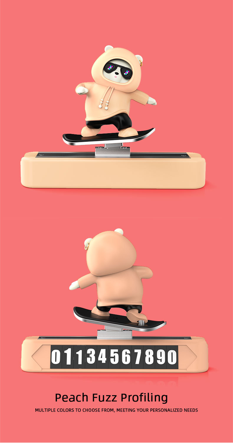 Cartoon temporary parking phone number plate moving bear cute car ornaments moving license plate number personality creative