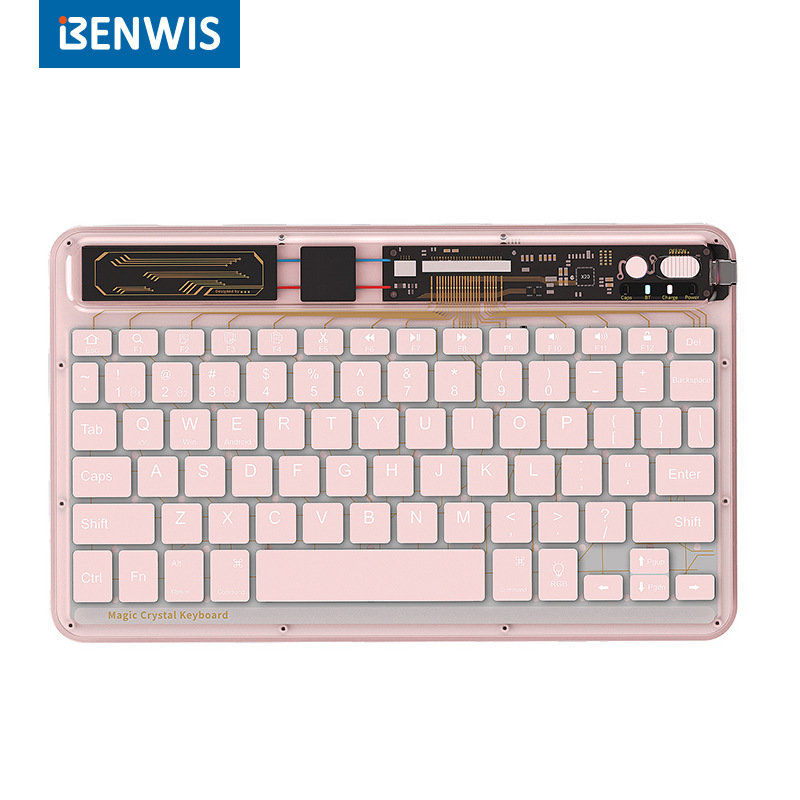Benwis Is Suitable for iPad Bluetooth Keyboard Transparent Wireless External Apple Android Notebook Portable Wireless Keyboard Benwis Is Suitable for iPad Bluetooth Keyboard Transparent Wireless External Apple Android Notebook Portable Wireless Keyboard