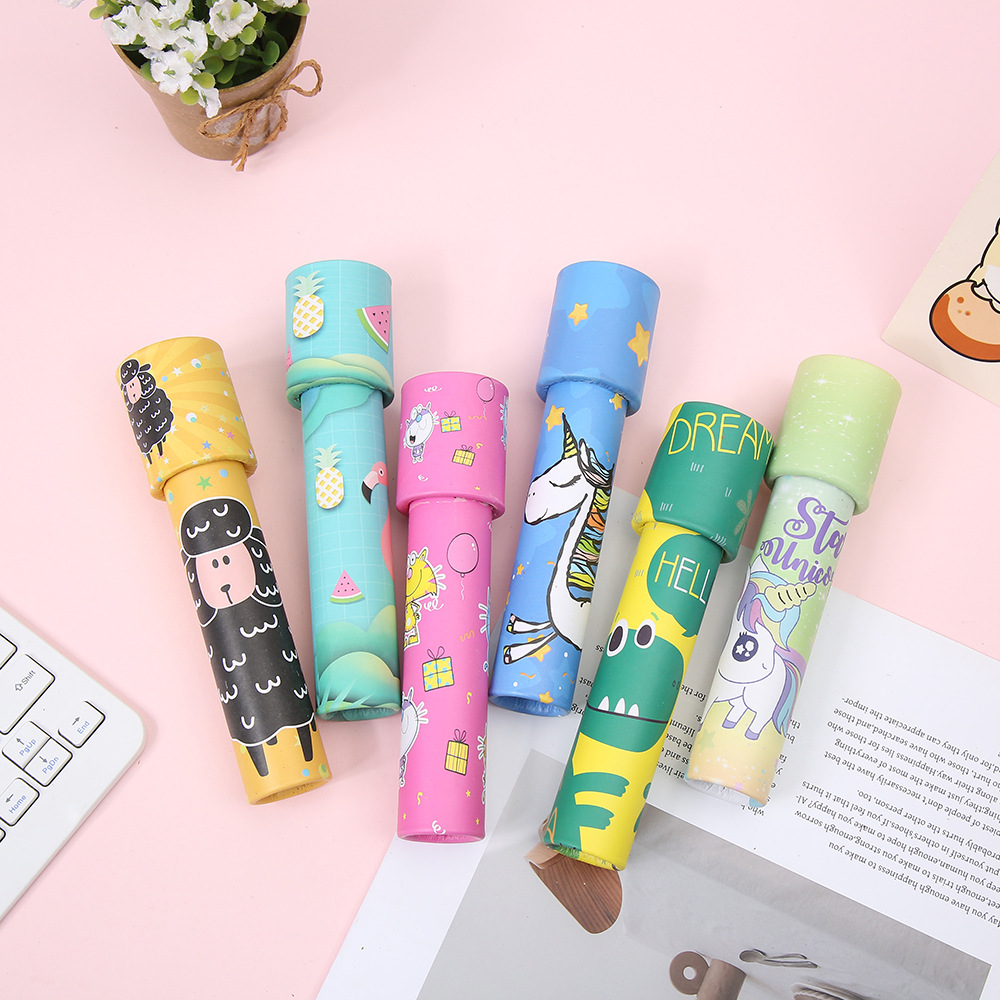 Rotatable Paper Kaleidoscope Small Size Two-Section Children's Educational Toy Kaleidoscope Kindergarten Student Gift Wholesale