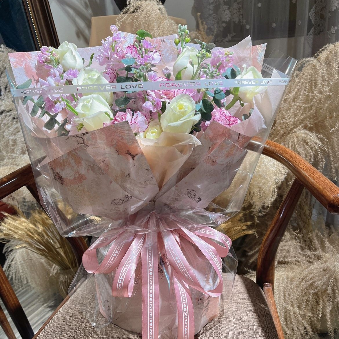 Lizgiran impermeable transparente celofán regalo ramo de papel flores simple línea viento papel de embalaje en stock al por mayor