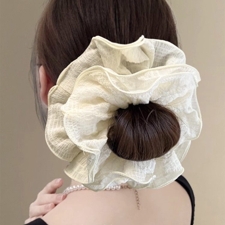 4層レースヘアゴム、スーパーフェアリーホワイト刺繍ボールヘアロープ、女性用2025春新作ヘアロープヘアアクセサリー|undefined