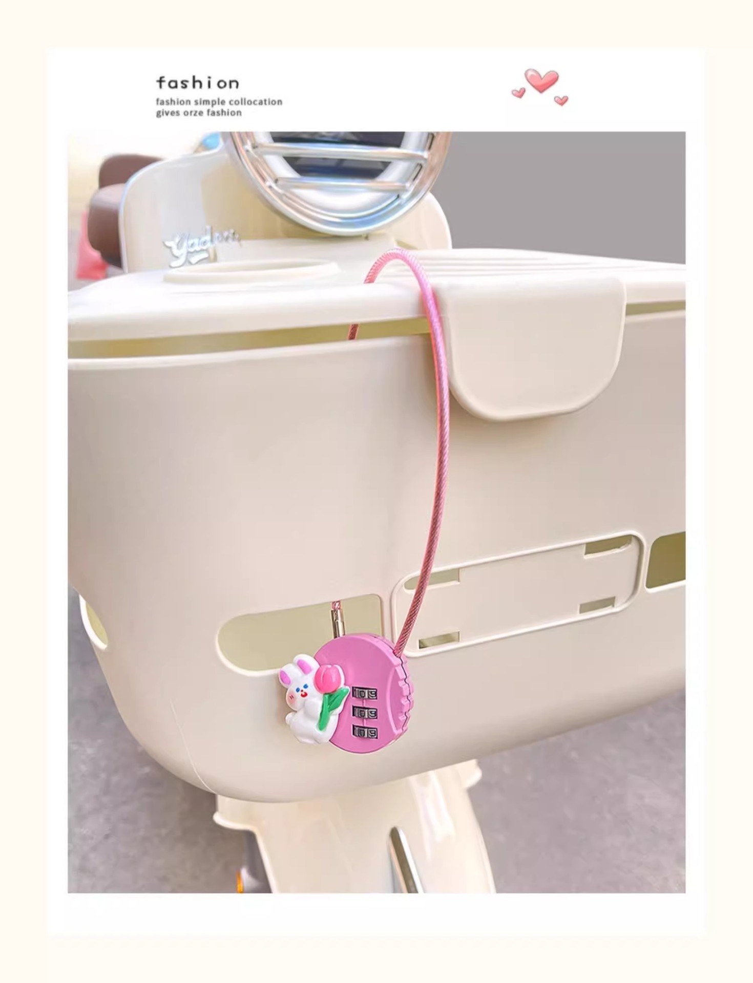 Suitable for Aima Yadi Electric Vehicle Basket Lock Anti-Theft Password Lock Anti-Theft Cute Battery Vehicle Bicycle Basket Lock