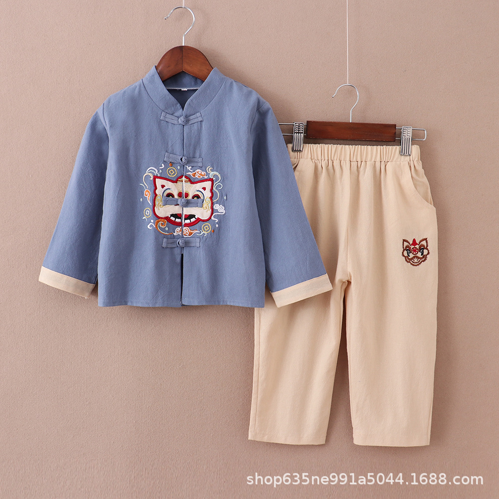 Han Dynasty Boys Chinese Style Ancient Costume Two-piece Set Kidsren's Tang Suit Spring & Fall Retro Super Fairy Baby One-year-old Dress Performance
