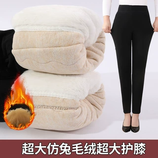 秋冬女士加厚高腰护腰护膝棉裤高弹力长款保暖裤加绒加厚打底裤
