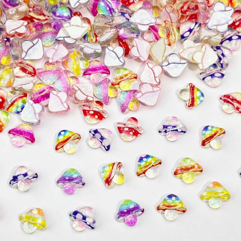 Magic Mini Mushroom Cartoon Nail Art Jewelry Wholesale Three-dimensional Ice Through Small Mushroom Resin diy Wear Armor Accessories