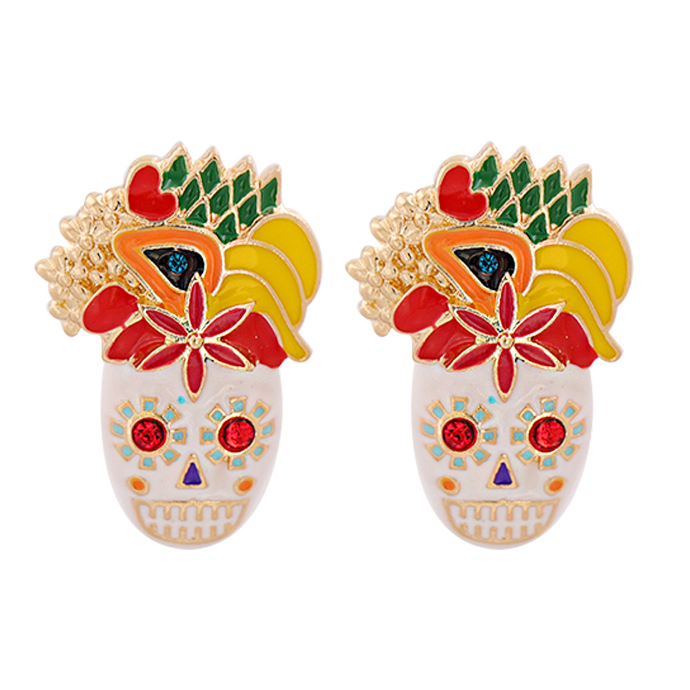 Fashion Rhinestone Funny Face Alloy Earrings Wholesale display picture 7