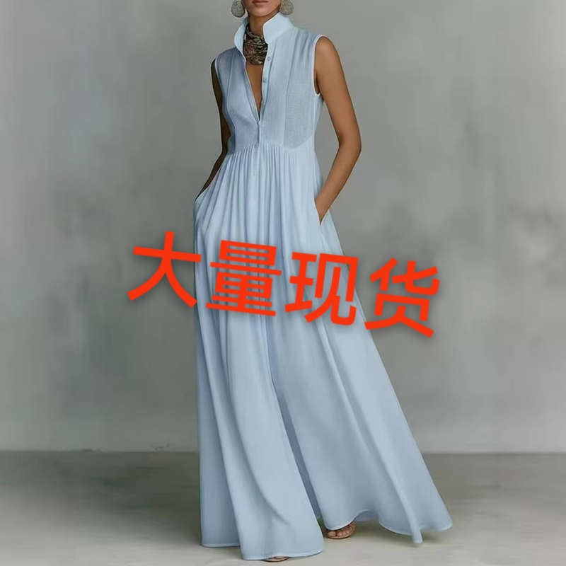 2026 New Cross-Border Style Elegant Waist-Cinching Slimming Long-Sleeve Pleated Long Holiday Dress French Colorful Dress