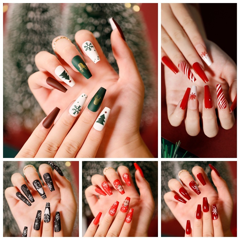 Fake Nails Press on Nail Christmas Wearable Manicure Finished Product Collection Nail Patch Manicure Patch Factory Sales Fake Nails Press on Nail Christmas Wearable Manicure Finished Product Collection Nail Patch Manicure Patch Factory Sales