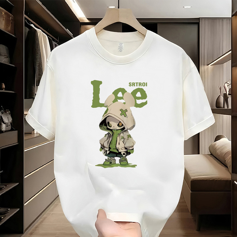 LEE&Mitoo 夏純綿半袖 Tシャツ フーリガンウサギ ルーズラウンドネック トレンドブランド 多用途 通気性 スポーツ メンズ 半袖|undefined