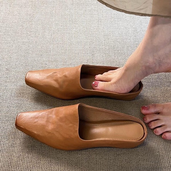 Sheepskin Version~Genuine Leather Minimalist Style Lazy Slip-On Mules for Women, Comfortable and Easy to Wear, Suitable for Outdoor Use Sheepskin Version~Genuine Leather Minimalist Style Lazy Slip-On Mules for Women, Comfortable and Easy to Wear, Suitable for Outdoor Use