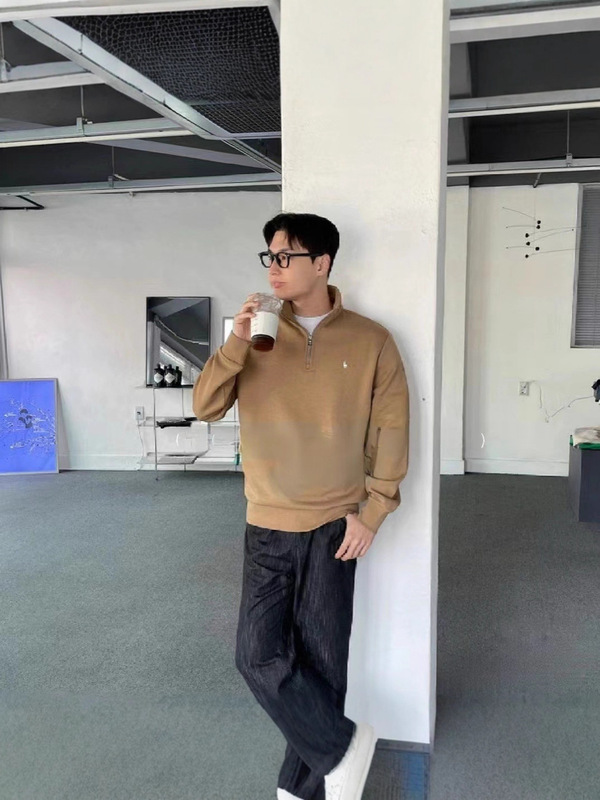 高品质RL拉夫半高领卫衣小马刺绣复古美式休闲时尚半拉链男女同款|undefined