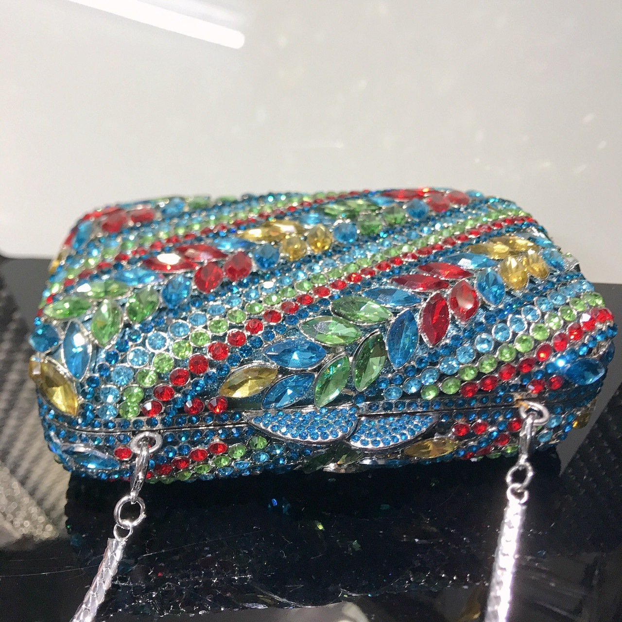 * Bolsa de cena de cristal de trigo con diamantes Bolsa de mano de banquete transfronteriza Bolsa de vestir de noche Bolsa de mujer Clutch