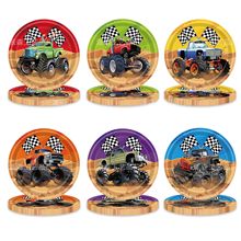 越野怪兽卡车派对装饰纸盘一次性生日蛋糕甜点餐盘赛车7寸圆形盘
