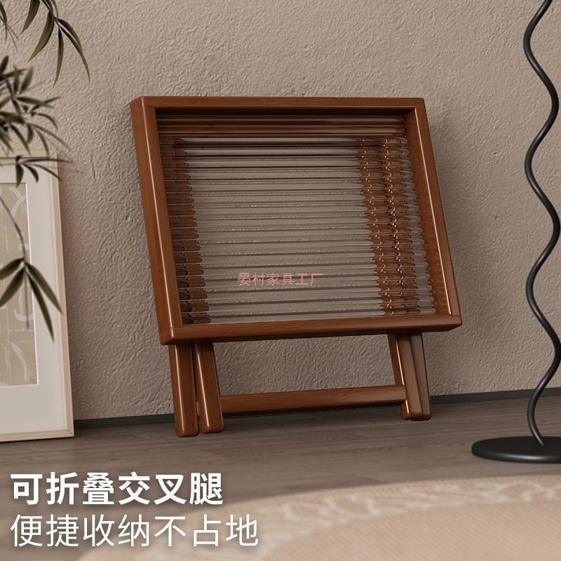 中古可折叠茶几沙发边几客厅卧室实木楠竹小茶几小型床头置物架|undefined