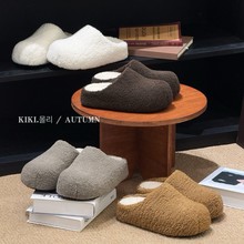mollykiki休闲厚底博肯鞋女2025秋冬新款一脚蹬保暖外穿毛毛拖鞋