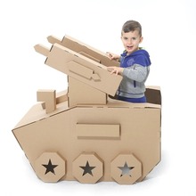 火箭装甲车儿童可穿戴纸板坦克拼插模型手工DIY涂色纸箱飞机玩具