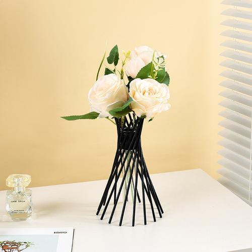 Nordic INS wrought iron gold hydroponic vase fake flower flower pot centerpieces home living room office desk decorative item