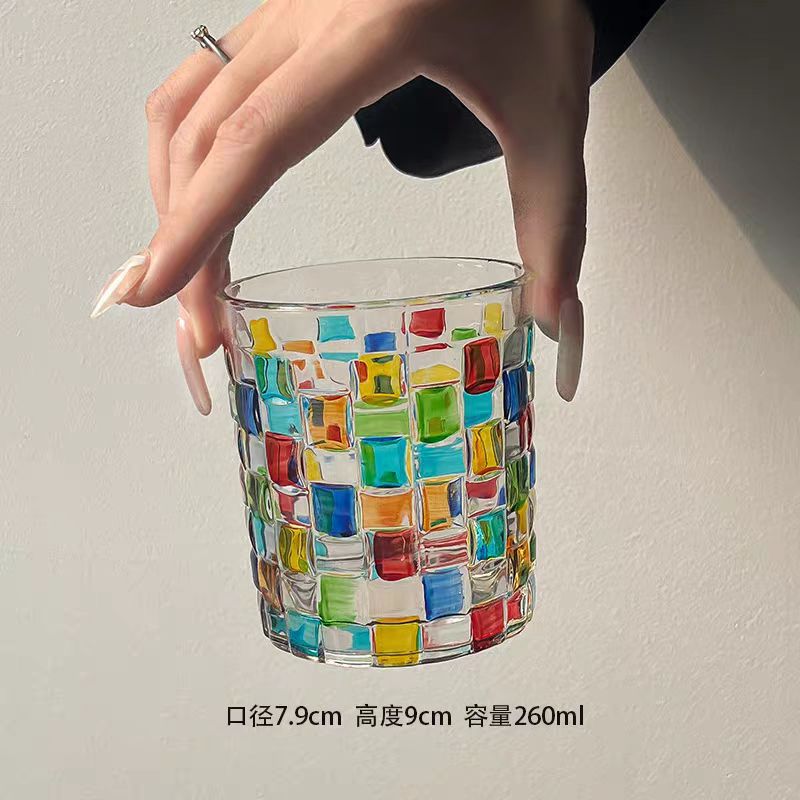 Painted woven glass wineglass