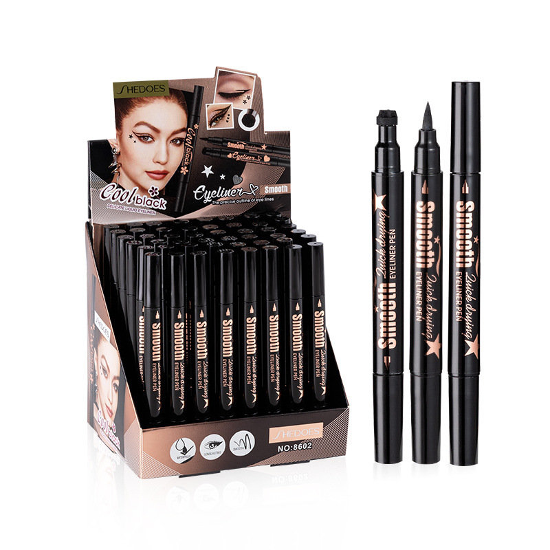 Shedoes transfronteriza caliente estrella de doble cabeza Plum Blossom Love Seal delineador de ojos impermeable suave de larga duración sin manchas